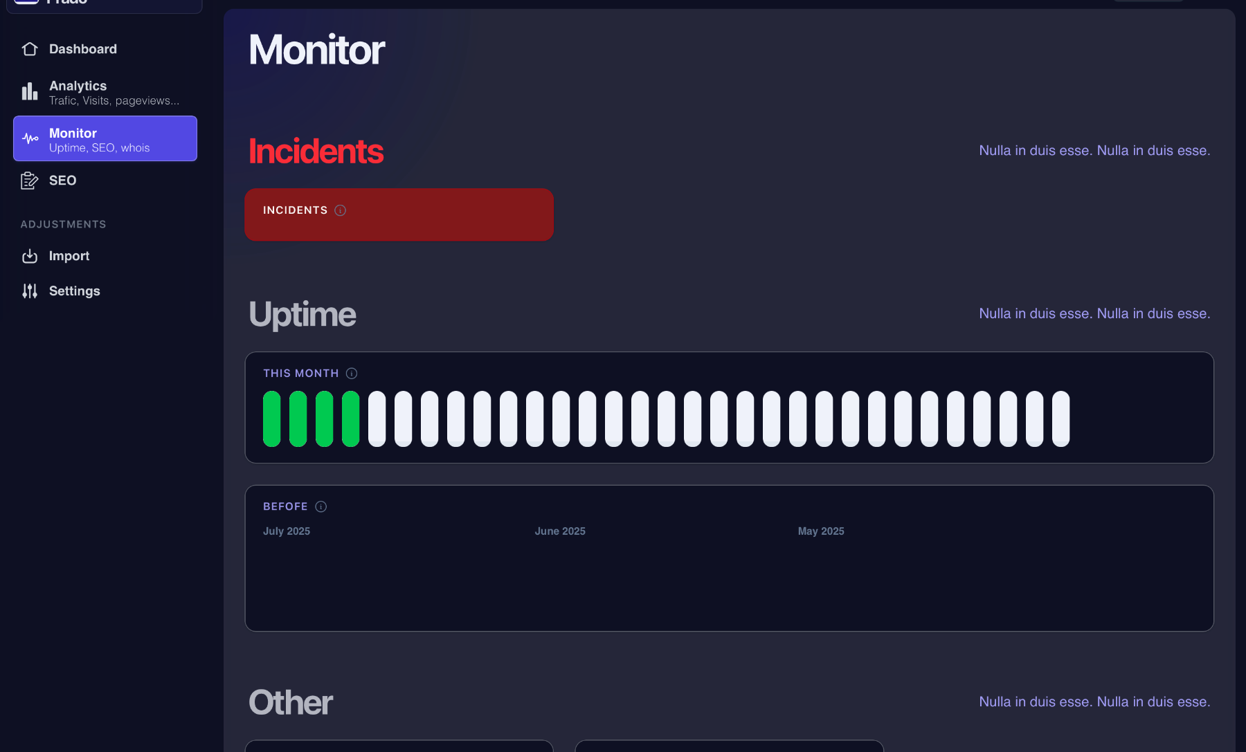 Monitor Disponibilidad SitioWeb Dashboard